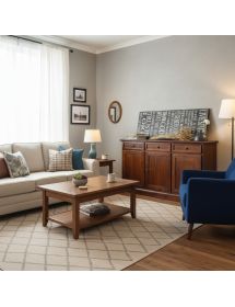 Credenza noce chiaro 3 ante e 3 cassetti 156 cm