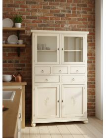 DISPENSA CLASSICA LEGNO 4 PORTE 5 CASSETTI AVORIO DECORATO 120X4X190