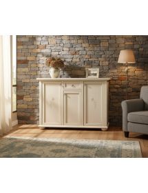 MADIA CREDENZA 3 PORTE 1 CASSETTO AVORIO PATINATO DECORATO 120X40X88