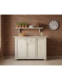 MADIA CREDENZA 3 PORTE 1 CASSETTO AVORIO PATINATO DECORATO 120X40X88