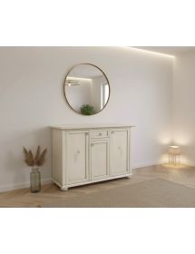 MADIA CREDENZA 3 PORTE 1 CASSETTO AVORIO PATINATO DECORATO 120X40X88