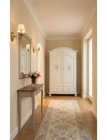 Armadio shabby 2 porte legno bianco anticato filo azzurro 125x61x200