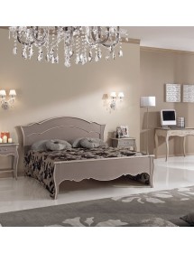 MOBILI 2G - LETTO SAGOMATO MATRIMONIALE BICOLORE TORTORA IN LEGNO