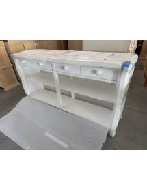 BANCONE 4 CASSETTI LEGNO SHABBY BIANCO SPIGOLATO 200x50x90