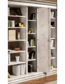 LIBRERIA CLASSICA 3 PORTE E 22 RIPIANI LEGNO BIANCO ANTICATO 306X52...