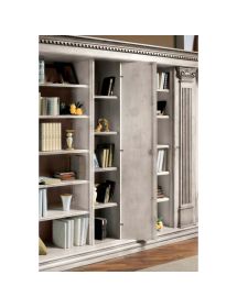 LIBRERIA CLASSICA 3 PORTE E 22 RIPIANI LEGNO BIANCO ANTICATO 306X52X240
