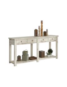 BANCONE 4 CASSETTI LEGNO SHABBY BIANCO SPIGOLATO 200x50x90