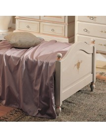 MOBILI 2G - LETTO SAGOMATO SINGOLO  BIANCO FILO ROSA IN LEGNO