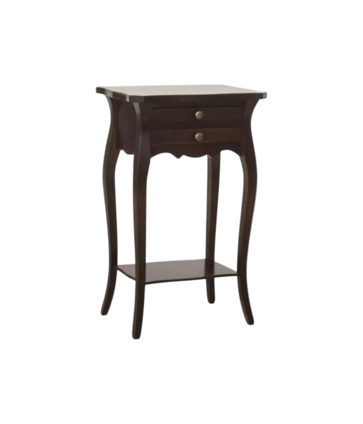 MOBILI 2G - Comodino porta telefono classico Legno noce scuro  45x35x70 VISTA FRONTALE