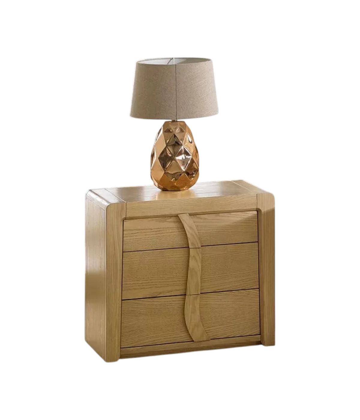 COMODINO LEGNO FRASSINO NATURALE 3 CASSETTI 53X38X51