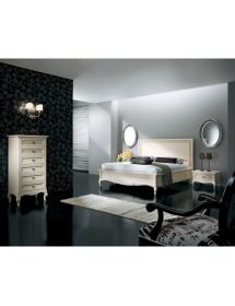 Comodino 1 cassetto paglia di vienna Legno bianco invecchiato Shabby 62x43x41