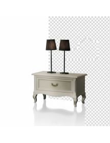 Comodino 1 cassetto paglia di vienna Legno bianco invecchiato Shabby 62x43x41
