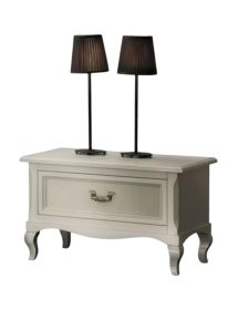 Comodino 1 cassetto paglia di vienna Legno bianco invecchiato Shabby 62x43x41