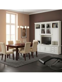 Parete attrezzata classica in legno bianco 200x50x227