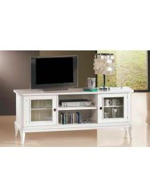 Porta tv 2 porte arte povera legno bianco 164x46x64