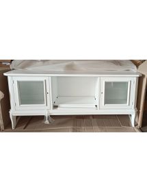 Porta tv 2 porte arte povera legno bianco 164x46x64