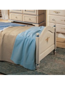 MOBILI 2G - LETTO SAGOMATO SINGOLO  BIANCO FILO BLU IN LEGNO