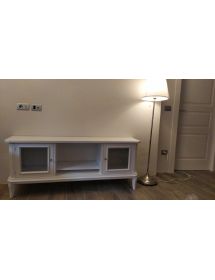 Porta tv 2 porte arte povera legno bianco 164x46x64