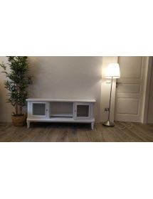 Porta tv 2 porte arte povera legno bianco 164x46x64