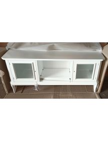 Porta tv 2 porte arte povera legno bianco 164x46x64