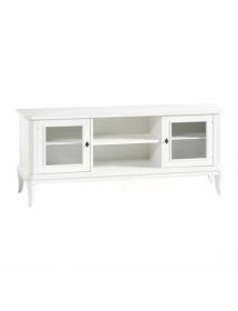 Porta tv 2 porte arte povera legno bianco 164x46x64