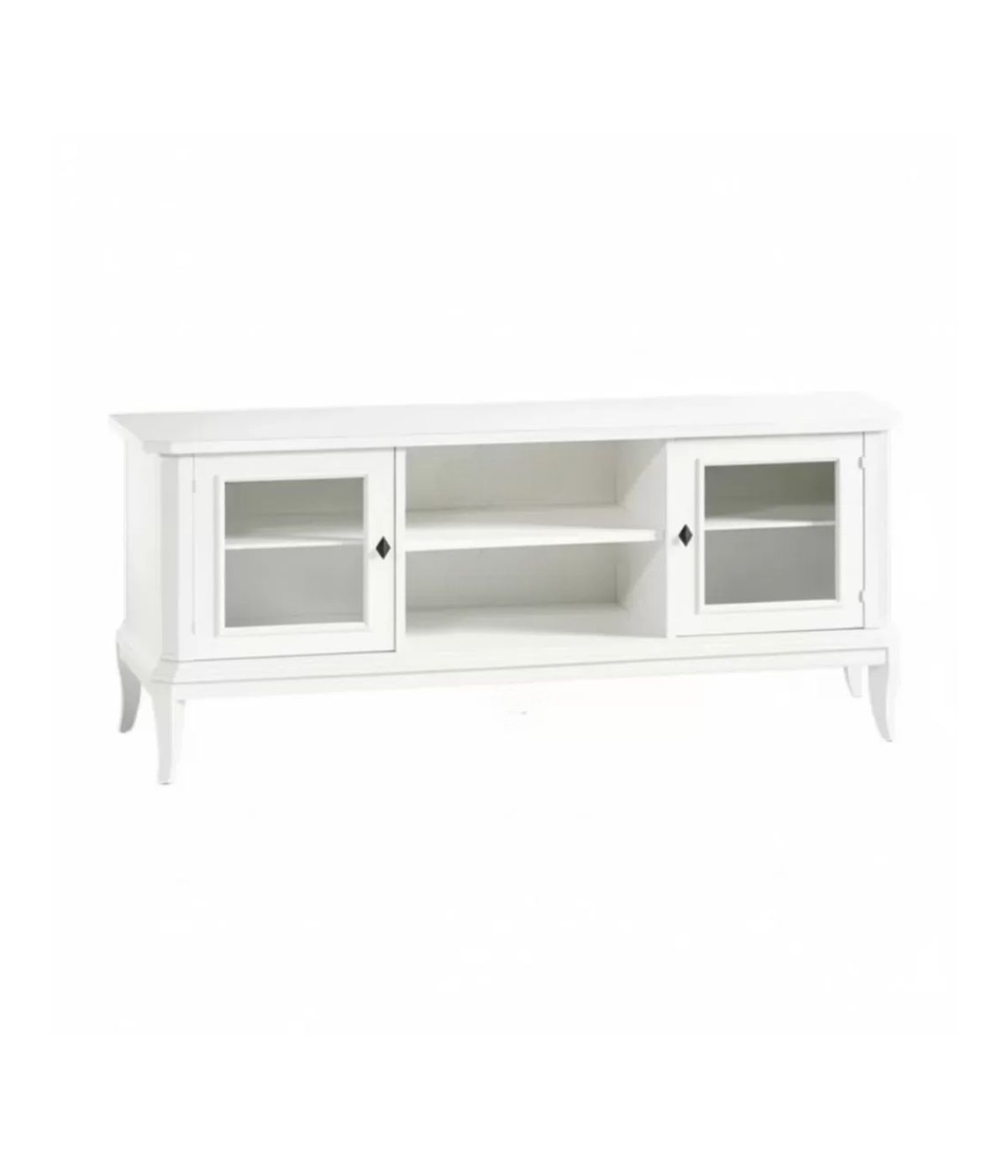 Porta tv 2 porte arte povera legno bianco 164x46x64