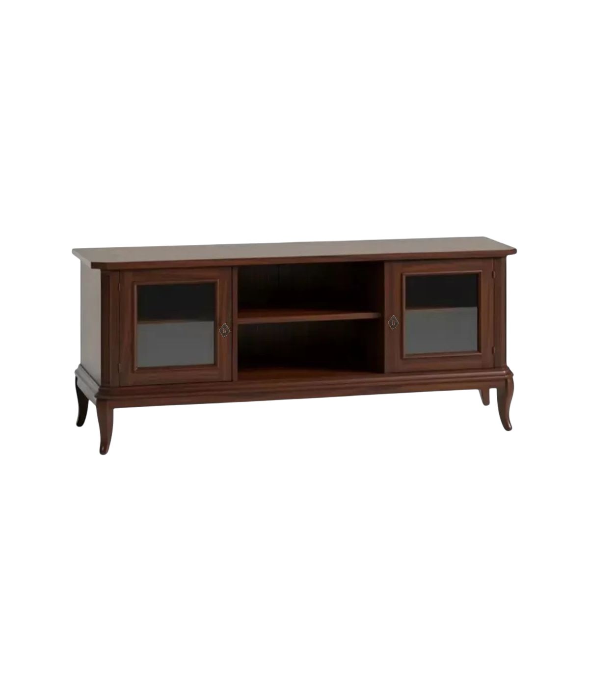Porta tv 2 porte arte povera legno tinta noce 164x46x64