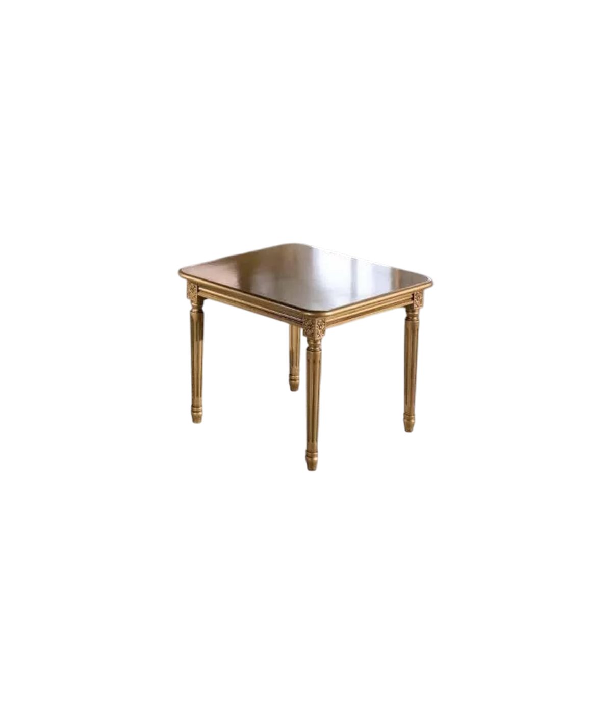 TAVOLINO LACCATO ORO DA SALOTTO IN LEGNO CON FREGI 55x55x46