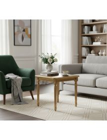 TAVOLINO LACCATO ORO DA SALOTTO IN LEGNO CON FREGI 55x55x46