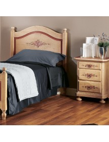 MOBILI 2G - LETTO SAGOMATO SINGOLO AVORIO ANTICO FILO ROSSO IN LEGNO