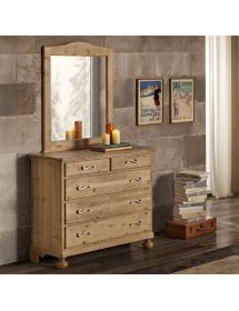 Specchiera  cortina rettangolare legno abete massello naturale 85x107x4