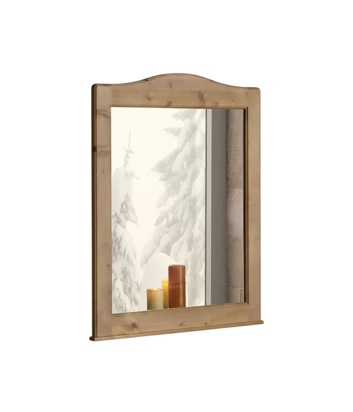 Specchiera  cortina rettangolare legno abete massello naturale 85x107x4