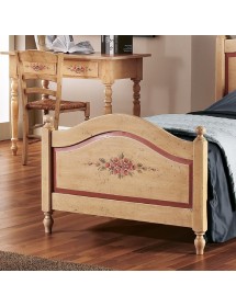 MOBILI 2G - LETTO SAGOMATO SINGOLO AVORIO ANTICO FILO ROSSO IN LEGNO