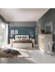 LETTO MATRIMONIALE SHABBY CON TESTATA TRAFORATA BIANCO 171x216x112