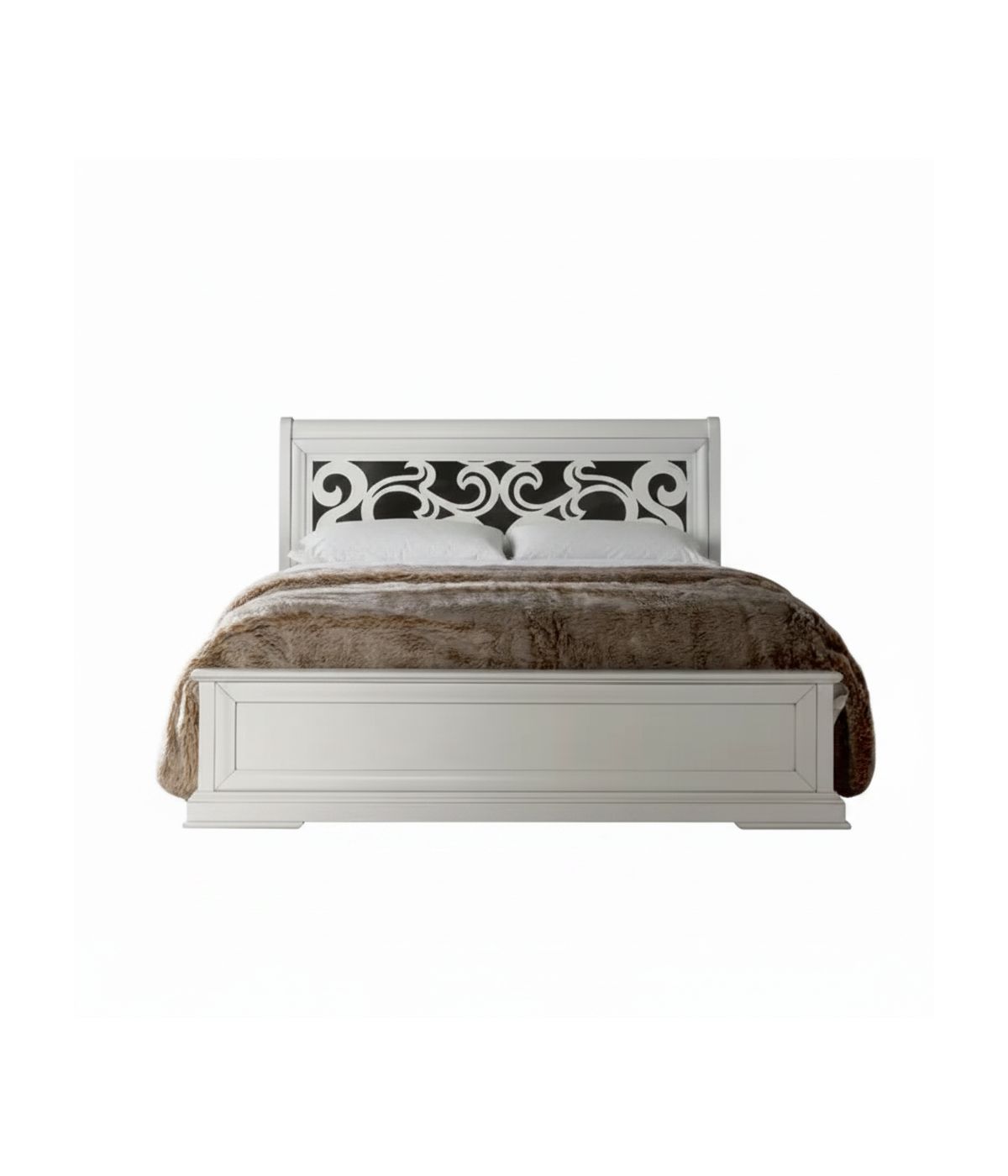 LETTO MATRIMONIALE SHABBY CON TESTATA TRAFORATA BIANCO 171x216x112