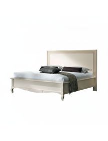 Letto matrimoniale Classico imbottito Legno Bianco invecchiato shabby 182x211x130