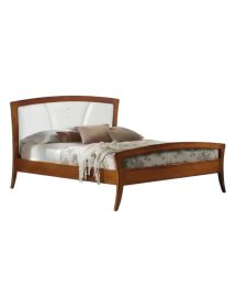 Letto classico legno sagomato tinta noce testata ecopelle 184x210x120