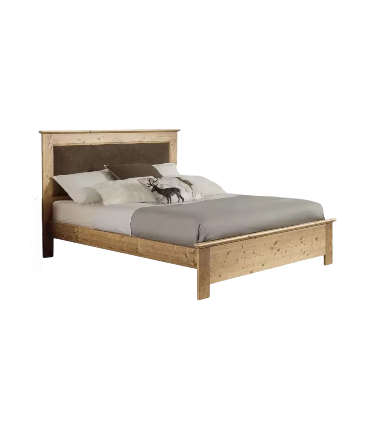 Letto matrimoniale imbottito tessuto legno abete 185X208X124