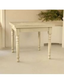Set tavolo quadrato avorio anticato 80x80 90x90 100x100 allungabile con 4 sedie seduta paglia