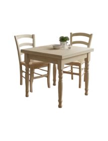 Set tavolo quadrato avorio anticato 80x80 90x90 100x100 allungabile con 4 sedie seduta paglia