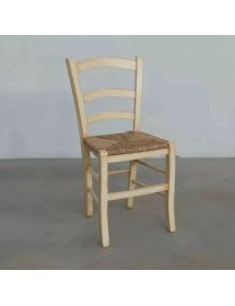 Set 2 sedie legno shabby avorio anticato seduta paglia 43x46x89