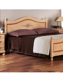 LETTO SAGOMATO MATRIMONIALE AVORIO ANTICO FILO ROSSO IN LEGNO (1424)