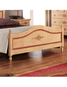 LETTO SAGOMATO MATRIMONIALE AVORIO ANTICO FILO ROSSO IN LEGNO (1424)