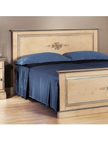 MOBILI 2G - LETTO  DRITTO MATRIMONIALE AVORIO ANTICO FILO AZZURRO IN LEGNO