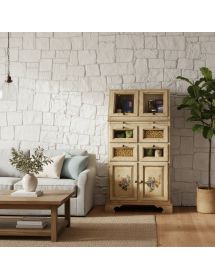 Dispensa shabby 2 ribalte, 2 porte e 4 cassetti legno decorata 82x4...