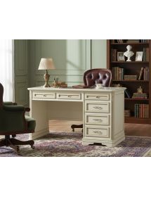 SCRIVANIA SHABBY 6 CASSETTI LEGNO BIANCO/ORO/ARGENTO L.140 P.85 H.82