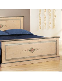 MOBILI 2G - LETTO  DRITTO MATRIMONIALE AVORIO ANTICO FILO AZZURRO IN LEGNO
