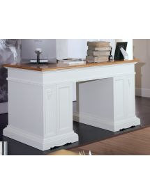 Scrivania 7 cassetti 1 porta shabby legno bicolore 160x80x85