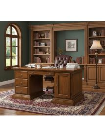 Scrivania classica 4 cassetti 1 porta legno tinta noce 170X80x78 (408)