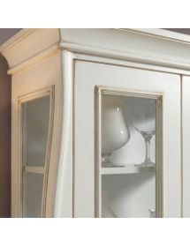 Vetrina 2 porte bombata legno shabby bianco anticato 115x48x204